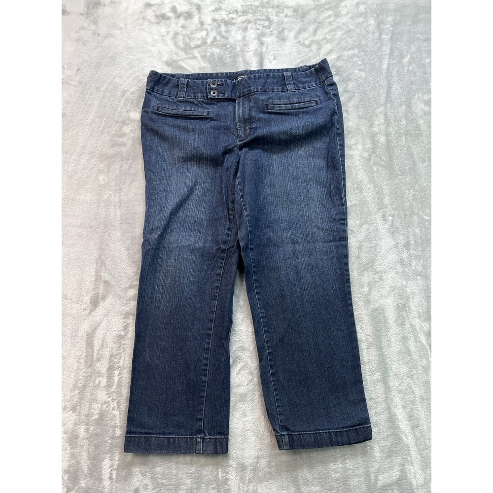 Ann Taylor Loft Jeans Womens Sz 8 Dark Blue Modern Crop Mid Rise Denim Casual